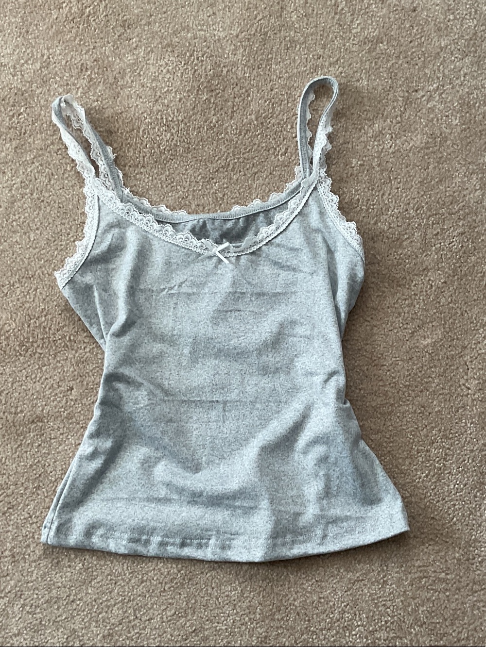 Women's Lace-Trim Grey Camisole Tank Top